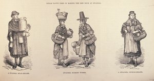 Vendeuse de lait de Swansea, femme du marché de Swansea et vendeuse de coques de Swansea, de 
